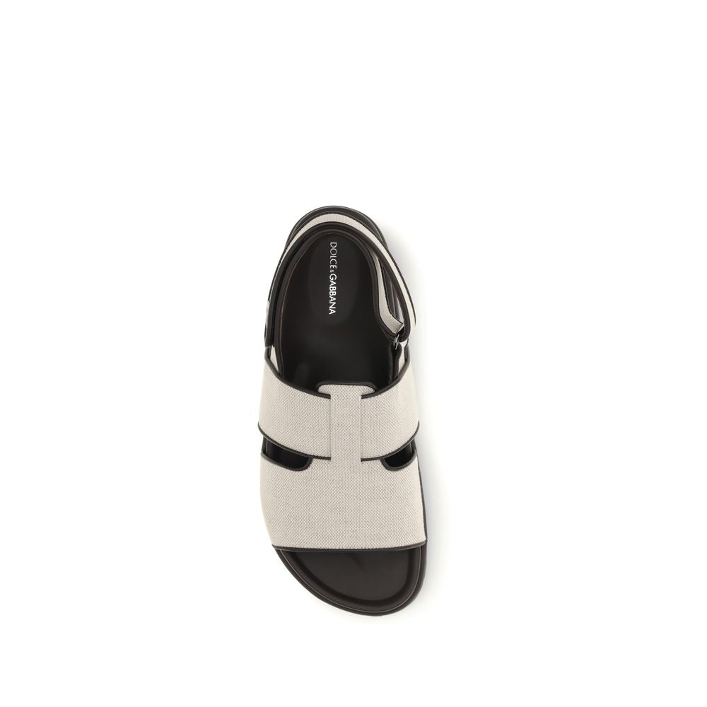 Dolce & Gabbana Beige Cotton Flat Sandals