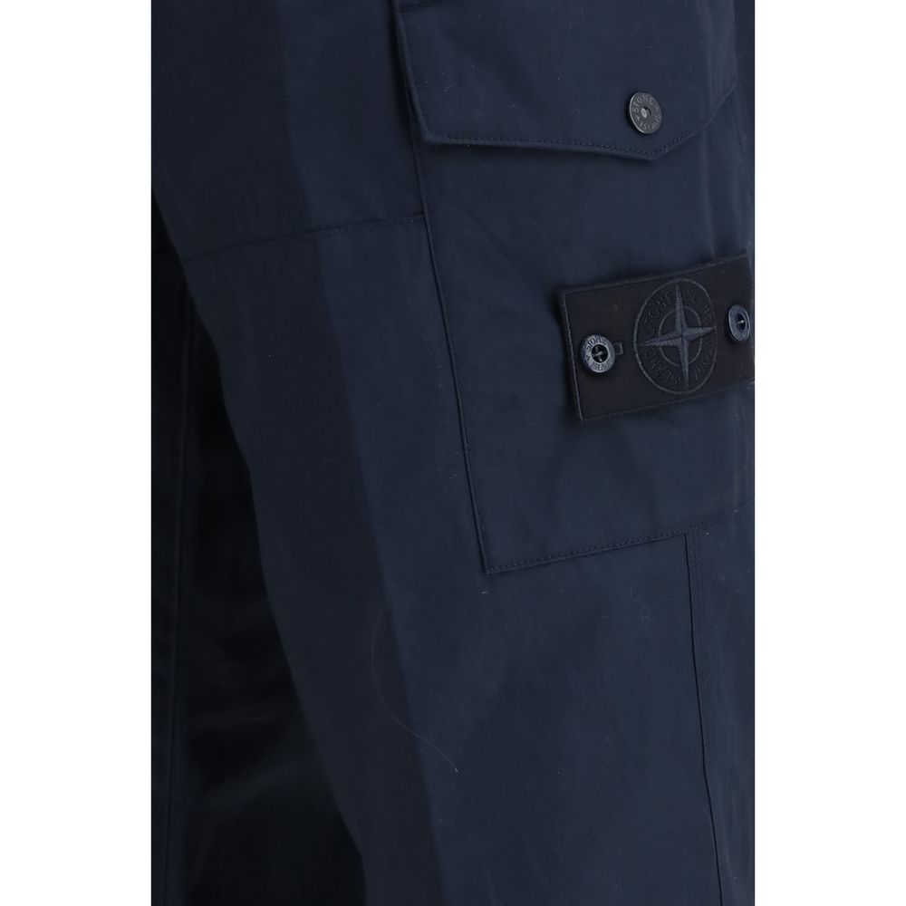 Stone Island Blue Cotton Cargo Pants