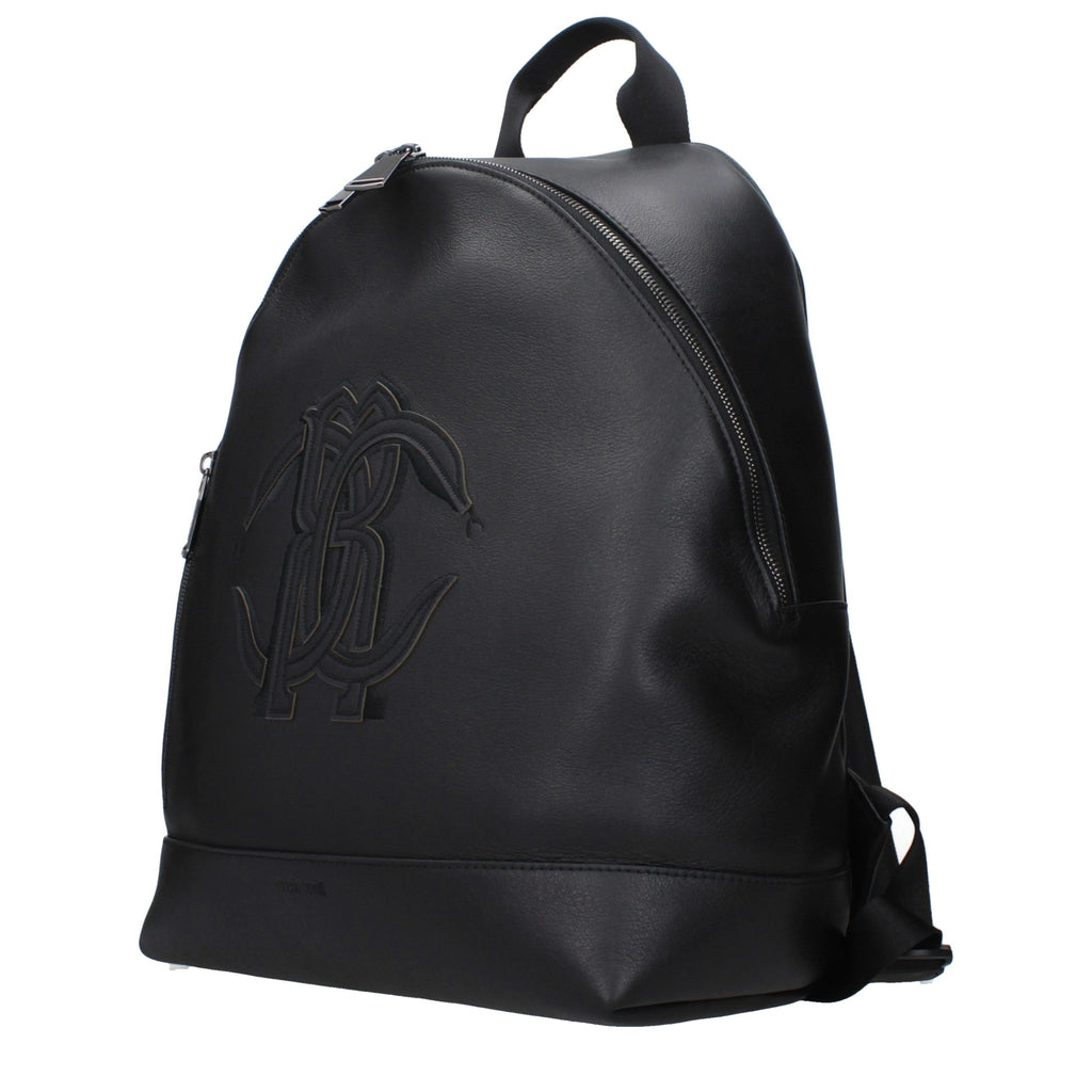 Roberto Cavalli Black Leather Backpack