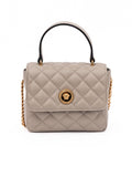 Versace Taupe Quilted Leather Handbag