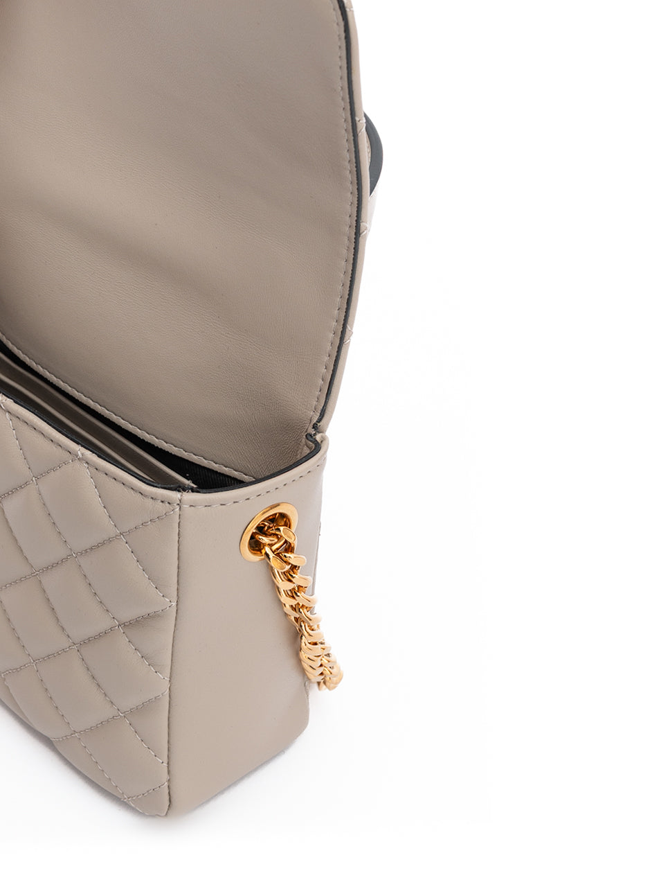 Versace Taupe Quilted Leather Handbag