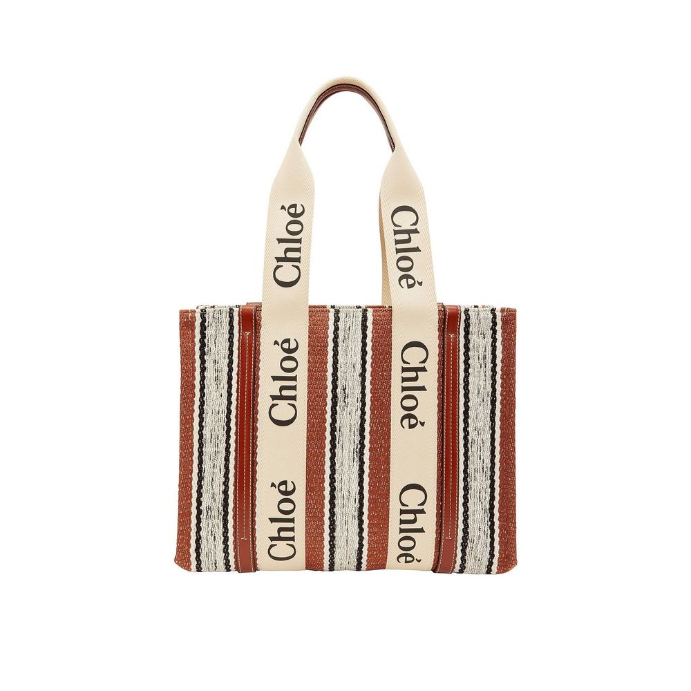 Bolso tote Chloé de lino marrón
