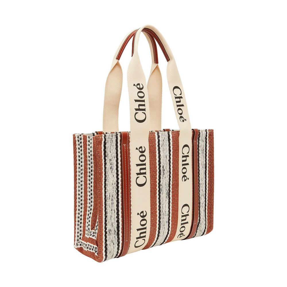 Bolso tote Chloé de lino marrón