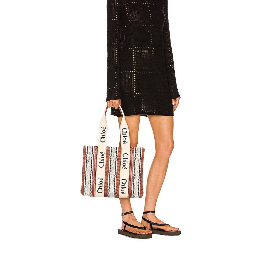 Bolso tote Chloé de lino marrón