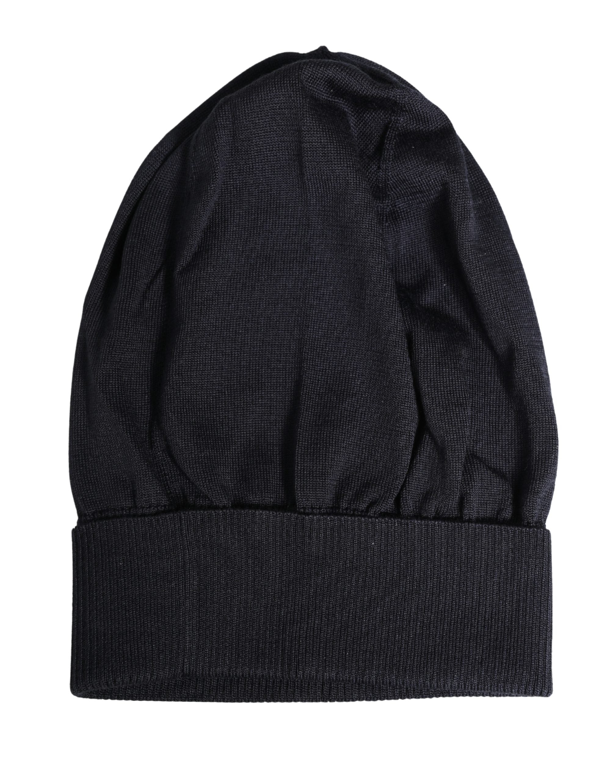 Dolce & Gabbana Black Solid Wool Knitted Winter Beanie Cap Hat