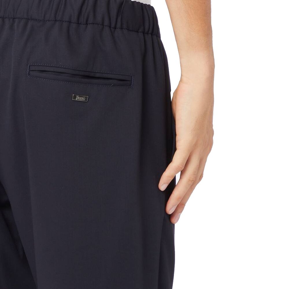 Herno Blue Virgin Wool Casual Pants