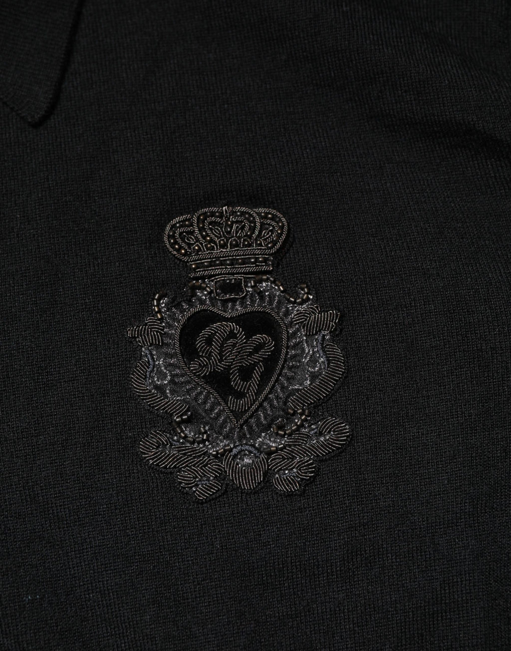 Dolce & Gabbana Black Crest Long Sleeve Men Pullover Sweater