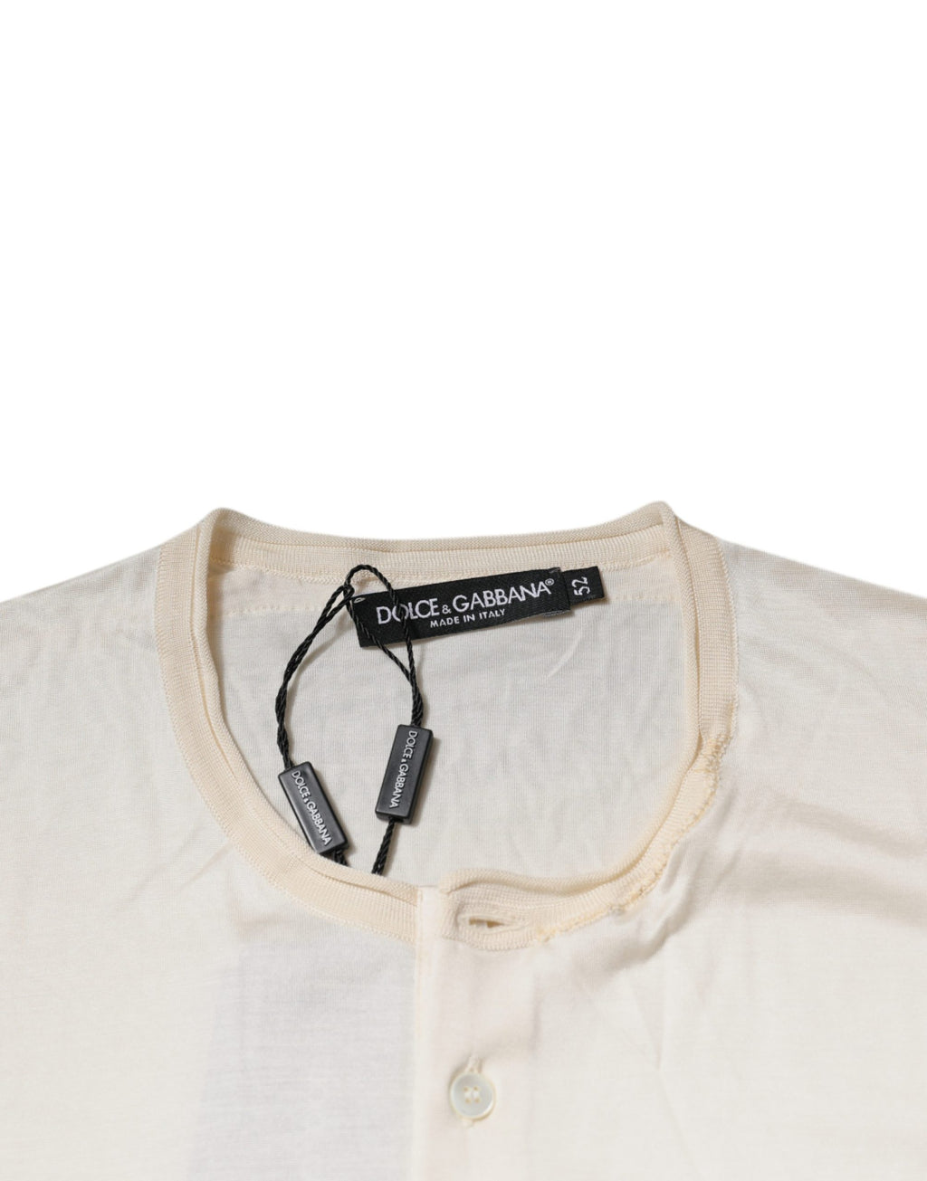 Camiseta Dolce & Gabbana de seda cruda tipo Henley de manga corta