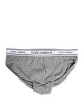 Dolce & Gabbana Gray Logo Waistband Men Midi Brief Underwear