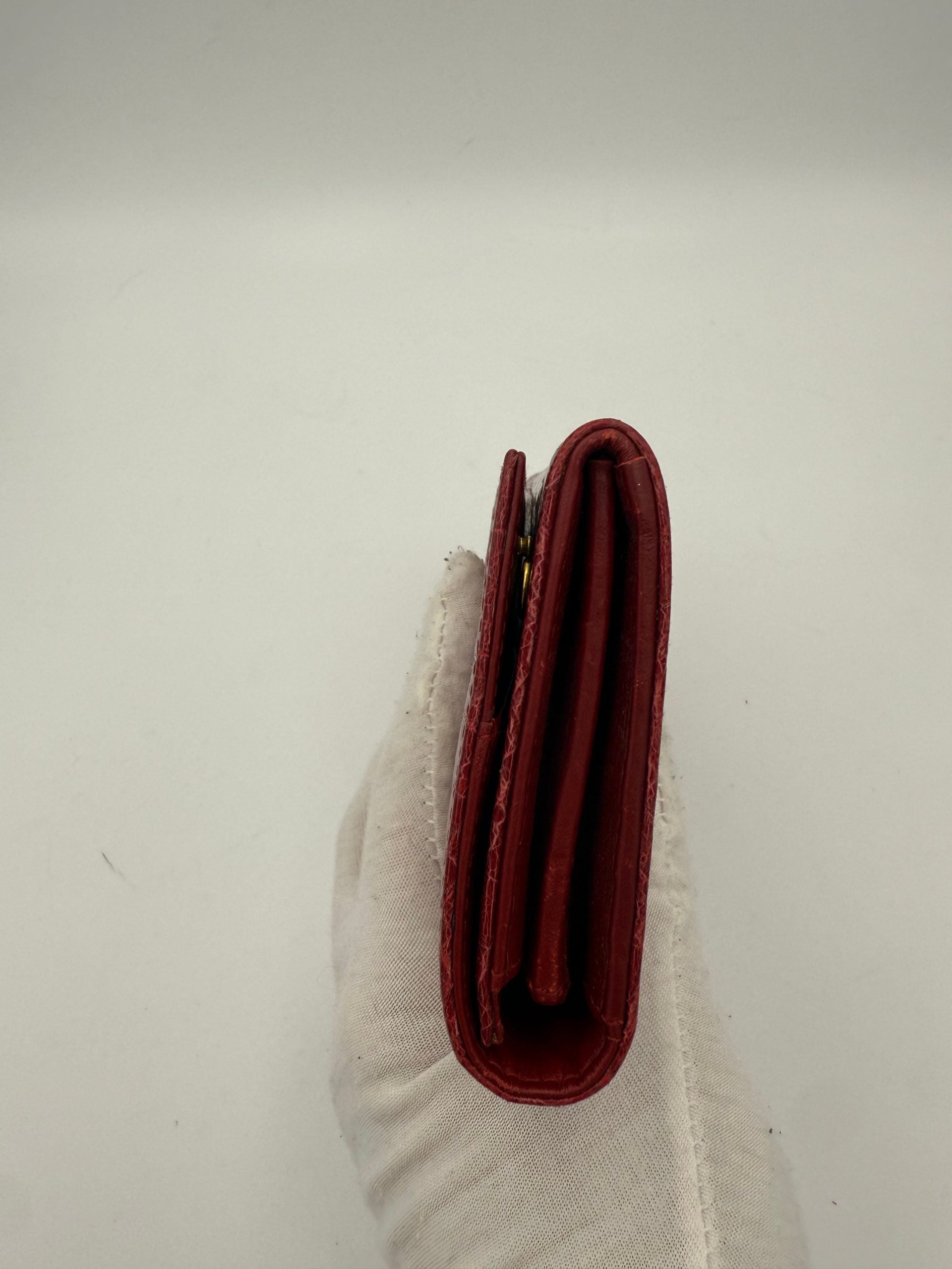 Miu Miu MIU MIU Rosso Crocodile Print Leather Wallet