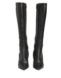 Dolce & Gabbana Black Leather Heels Knee High Boots Shoes