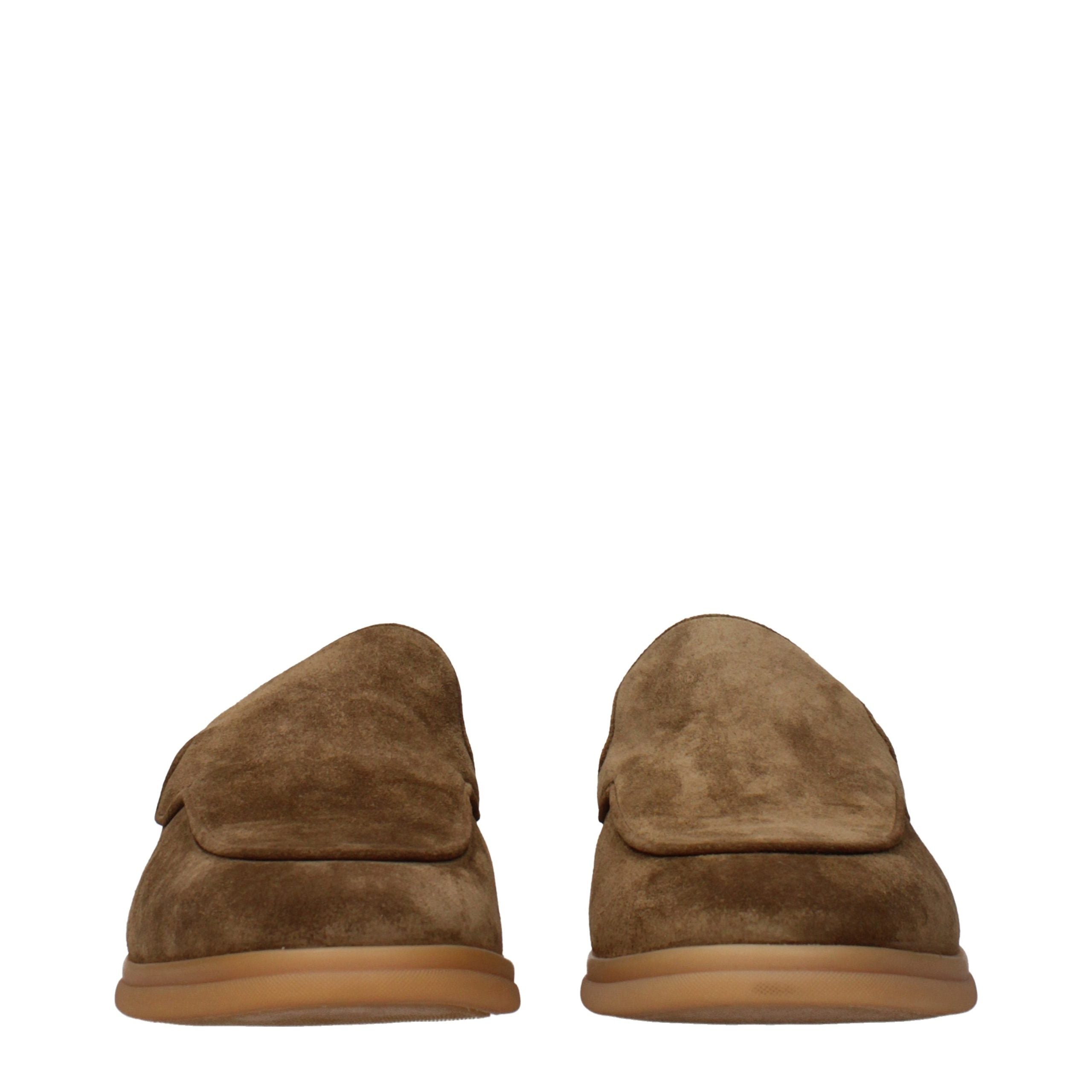 Eleventy Brown Leather Slip-On Loafers