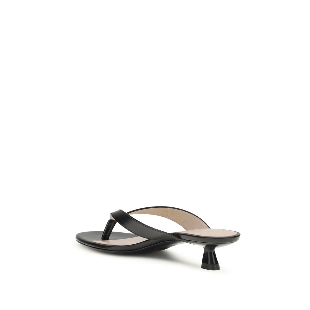 Stuart Weitzman Black Calf Leather Bos Taurus Strap-On Sandals
