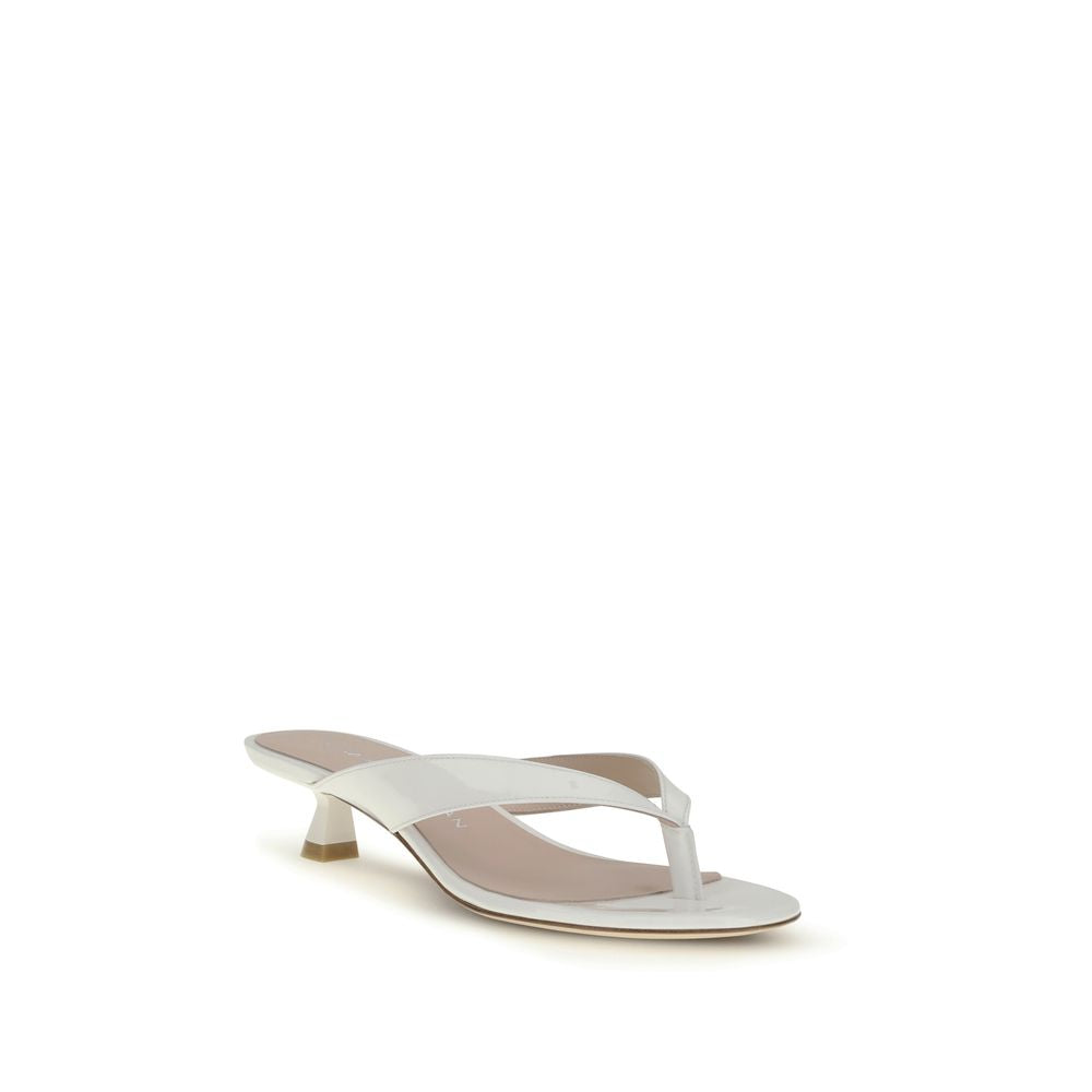 Stuart Weitzman White Calf Leather Bos Taurus Sandals
