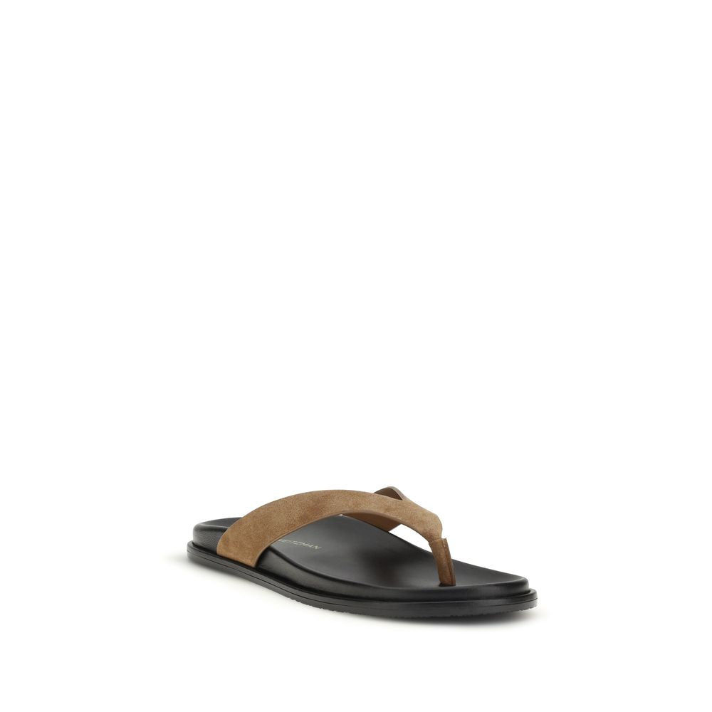 Stuart Weitzman Multicolor Calf Leather Bos Taurus Flip-Flop Sandals
