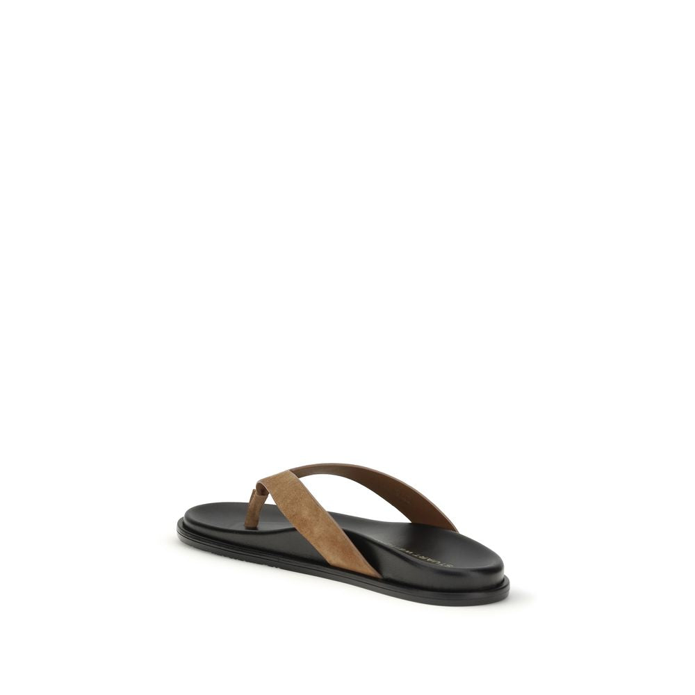 Stuart Weitzman Multicolor Calf Leather Bos Taurus Flip-Flop Sandals