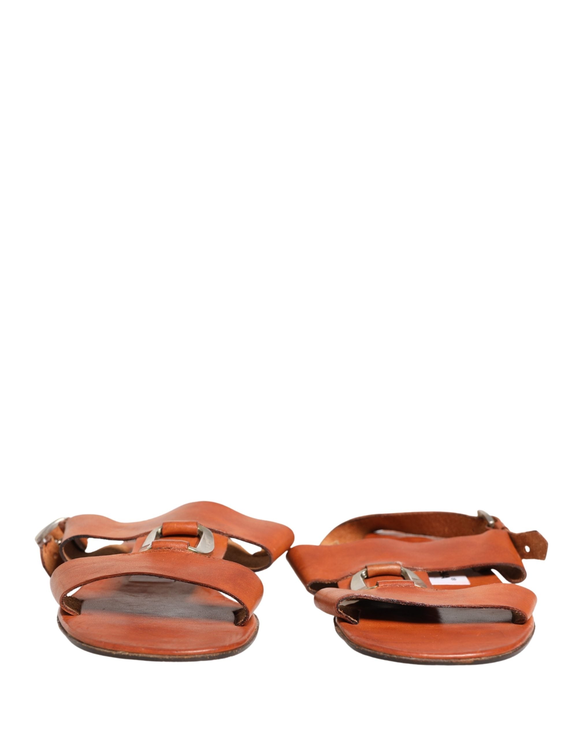 Dolce & Gabbana Brown Leather Flat Sandals Shoes