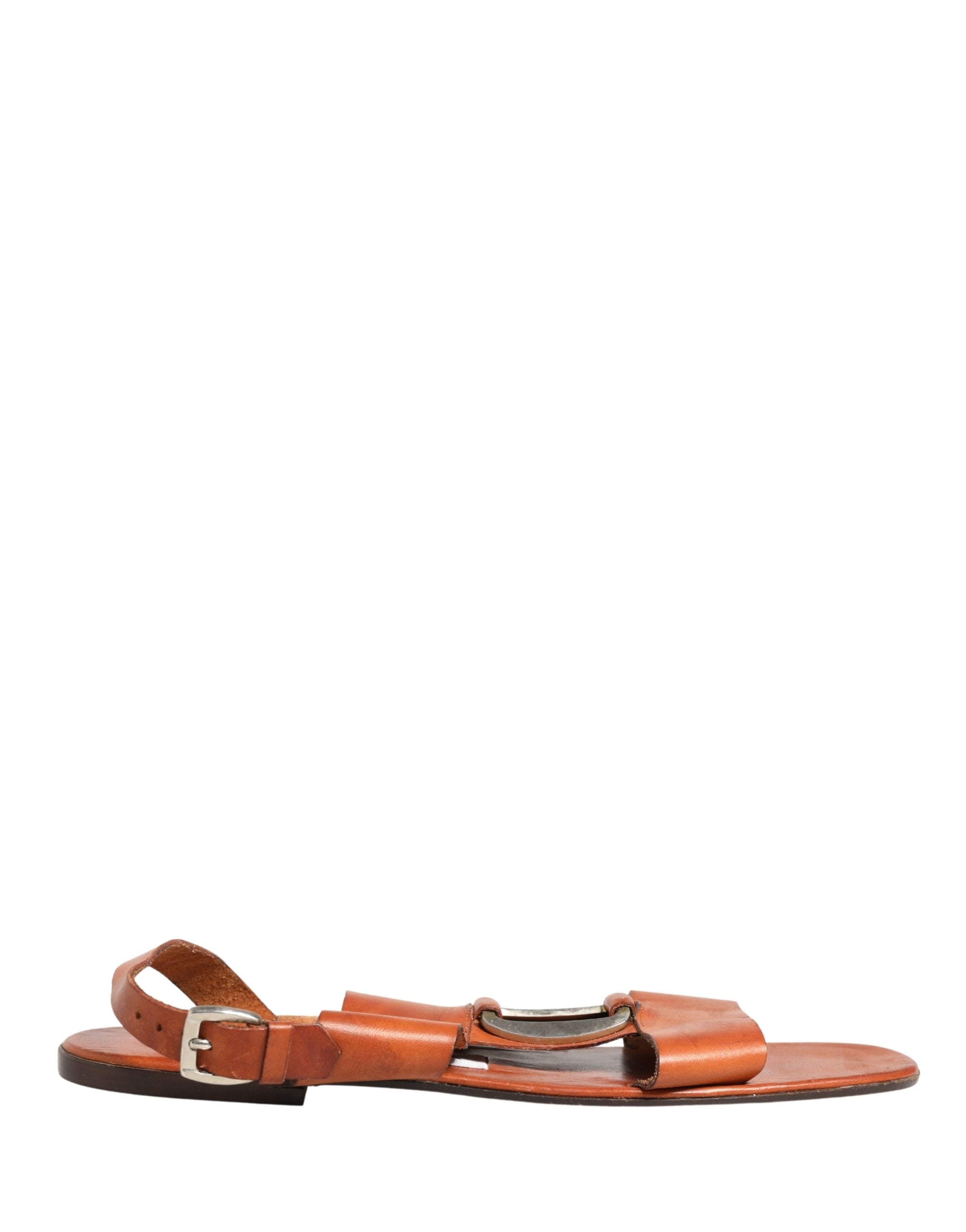 Dolce & Gabbana Brown Leather Flat Sandals Shoes
