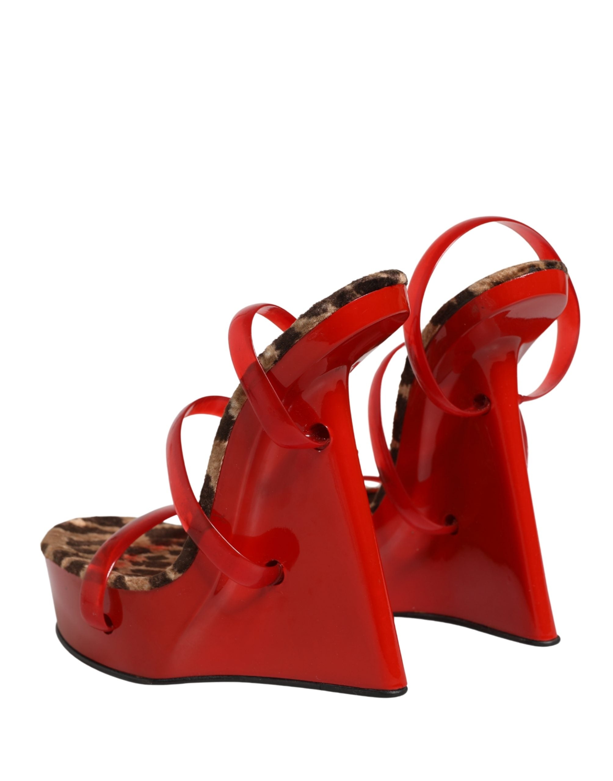 Dolce & Gabbana Red Lacquer Platform Wedge Sandals Shoes