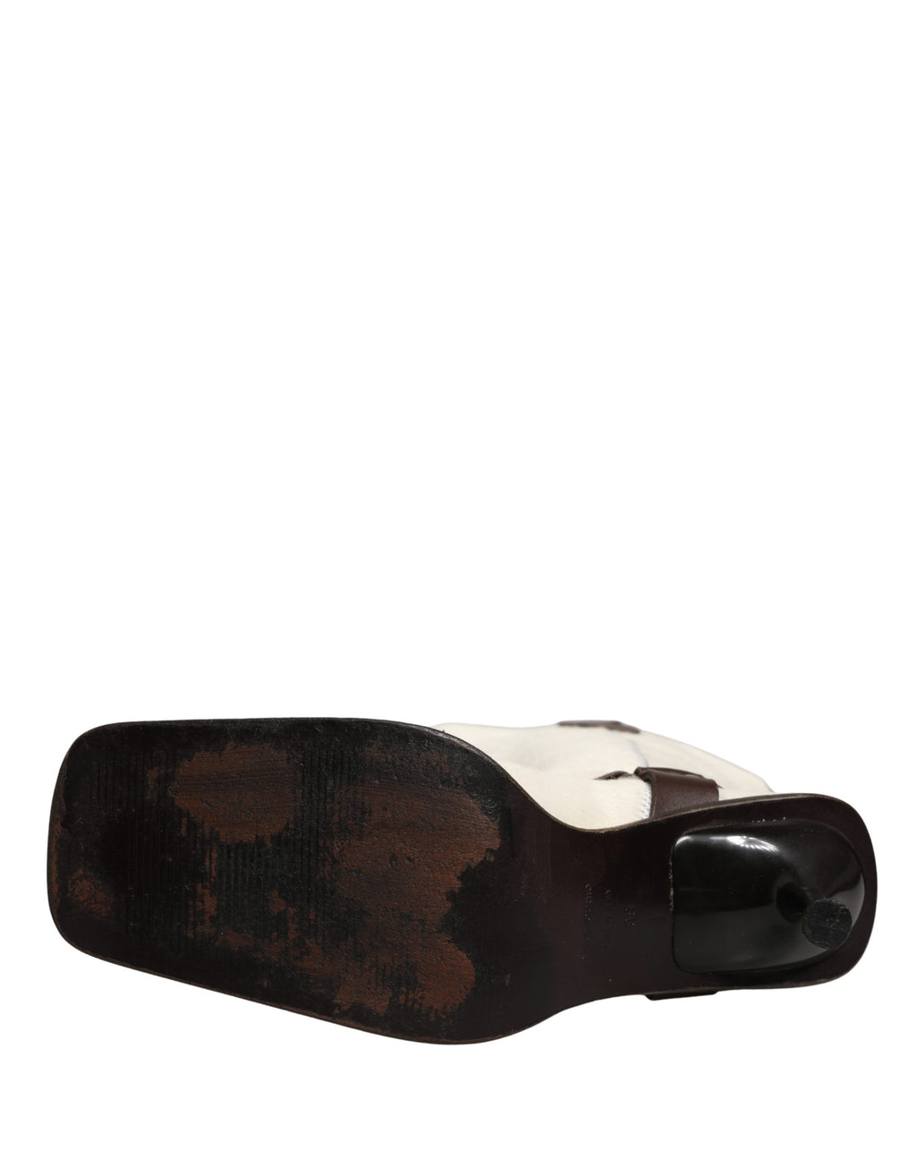 Dolce & Gabbana White Brown Fur Leather Mid Calf Boots Shoes