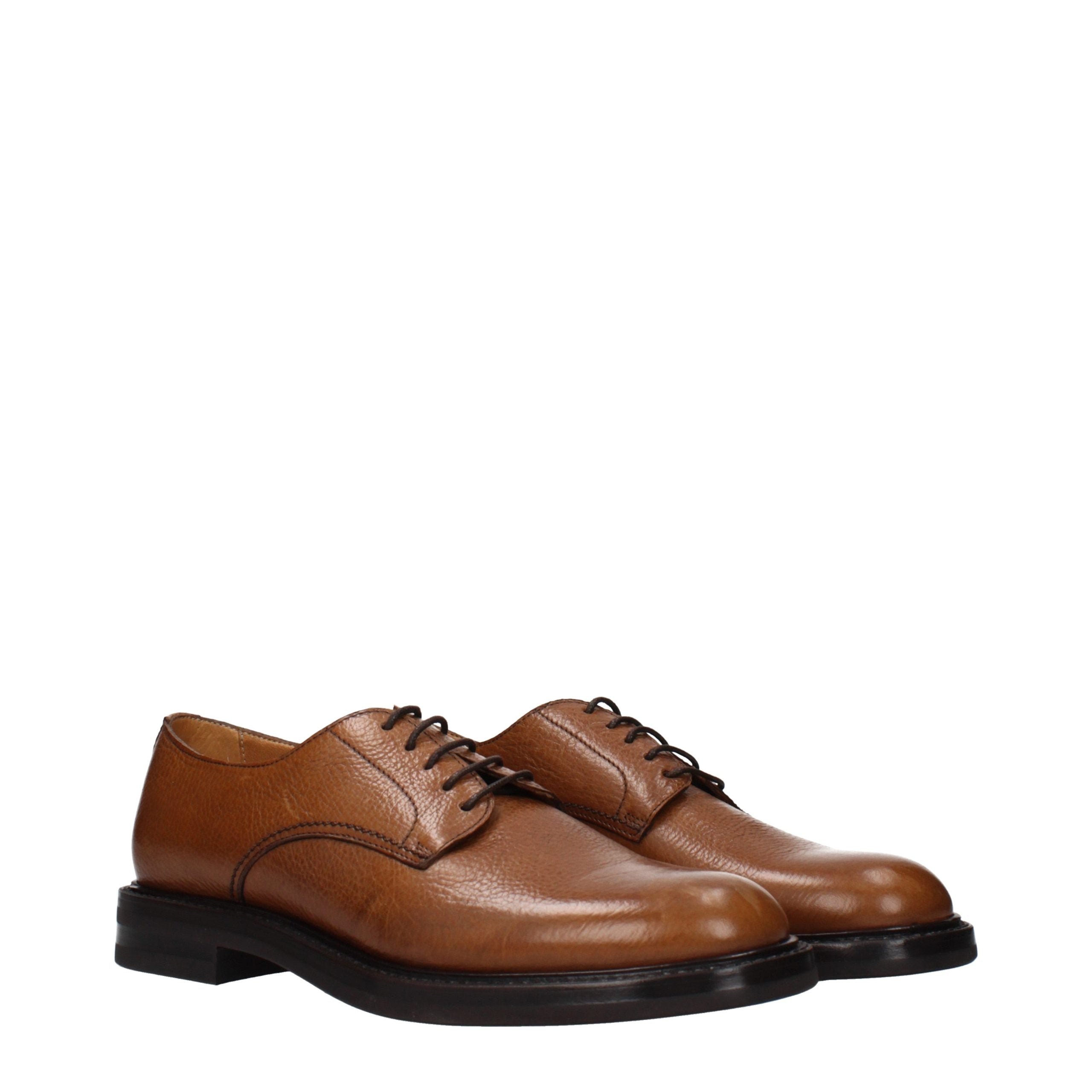 Eleventy Brown Leather Oxfords And Derbies