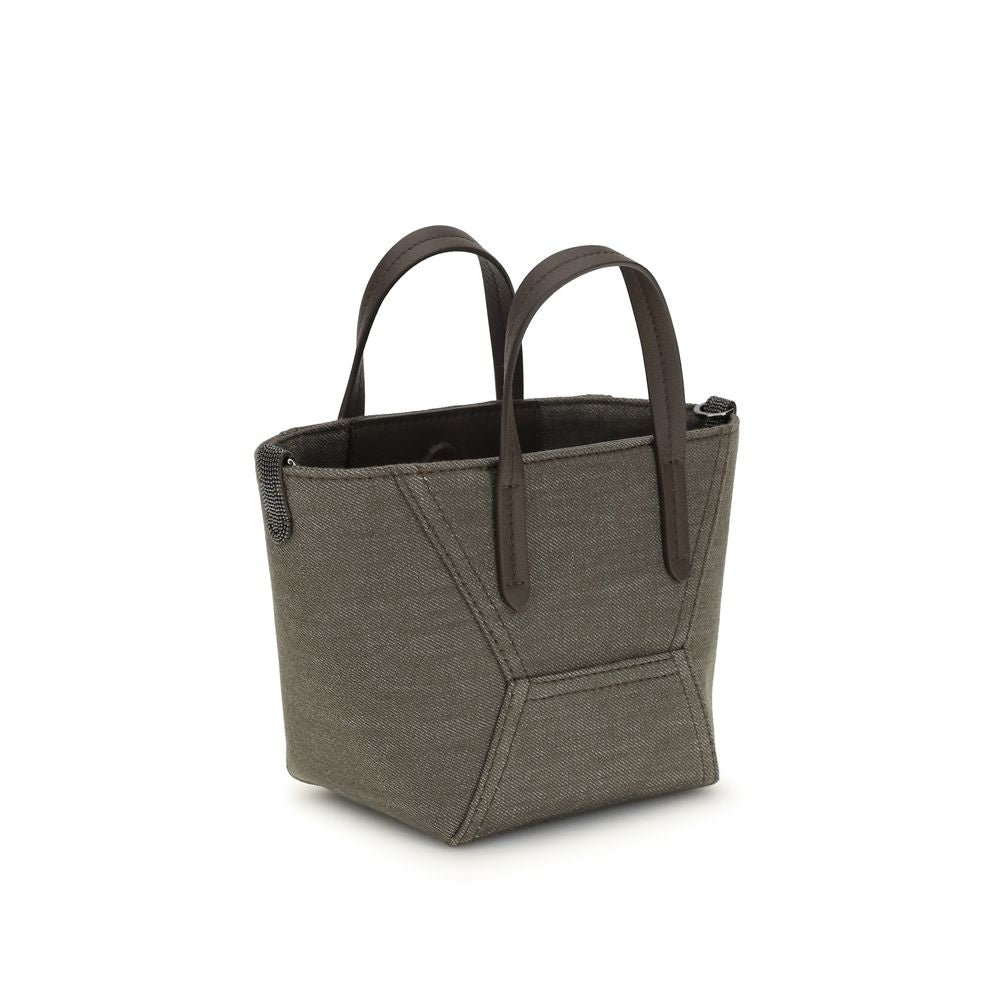 Brunello Cucinelli Bicolor Fabric Shoulder Bag