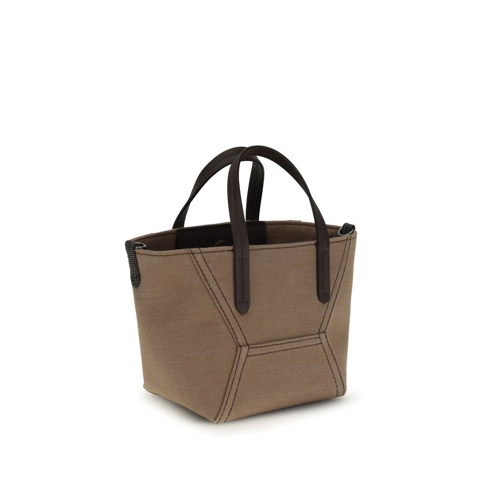 Brunello Cucinelli Beige Fabric Shoulder Bag