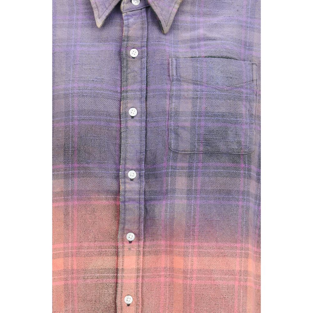 R13 Purple Cotton Pattern Shirt