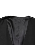 Dolce & Gabbana Black Wool Single Breasted Men Waistcoat Vest