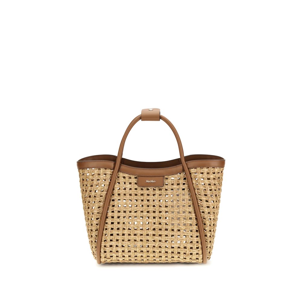 Max Mara Beige Raffia Shoulder Bag