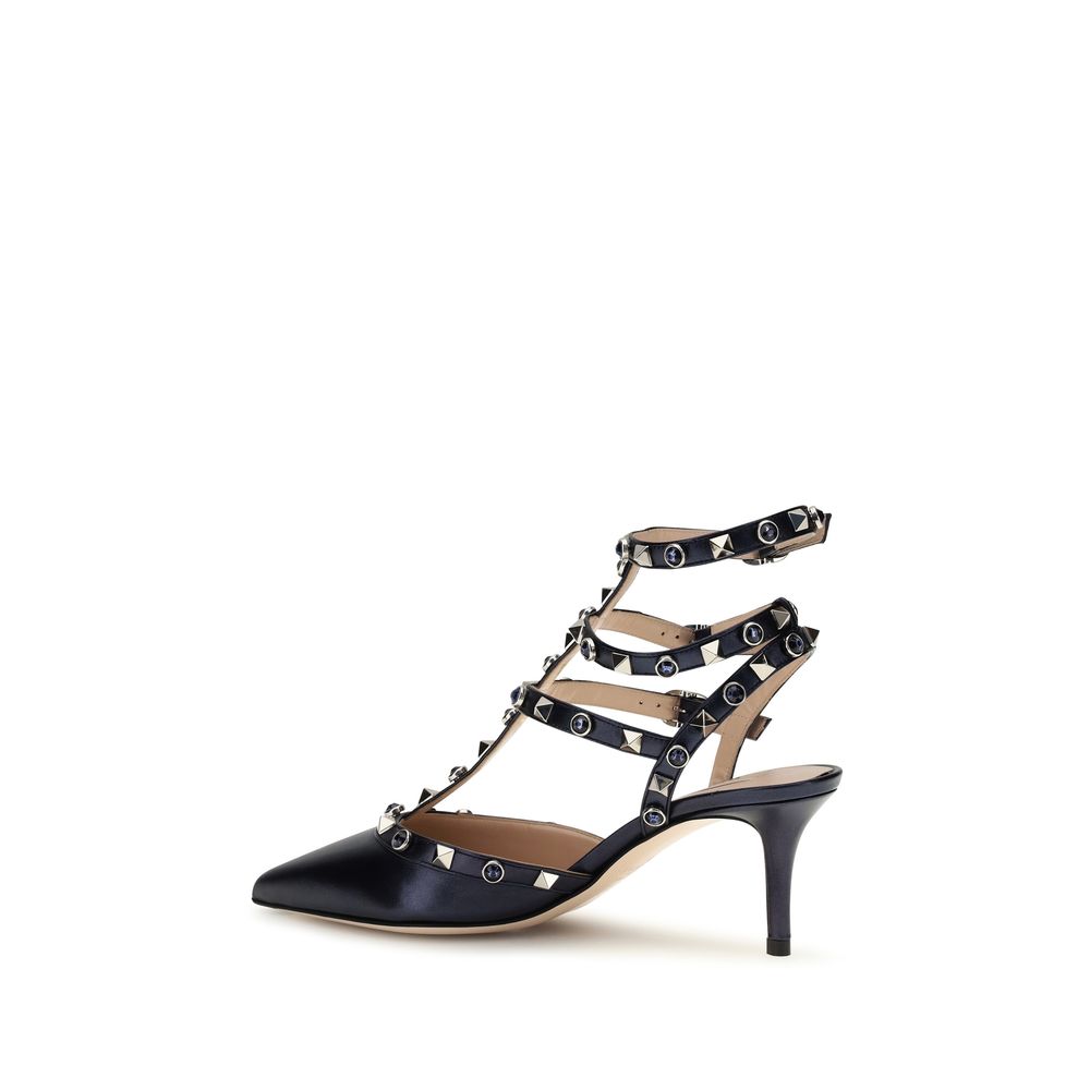 Zapatos de tacón medio Valentino Garavani de piel de becerro azul Bos Taurus