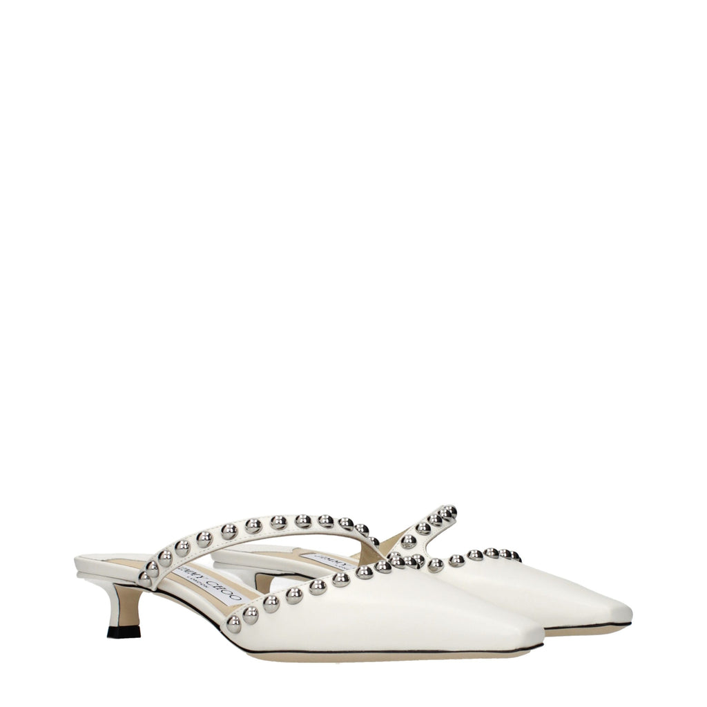 Jimmy Choo White Leather Flat Sandals