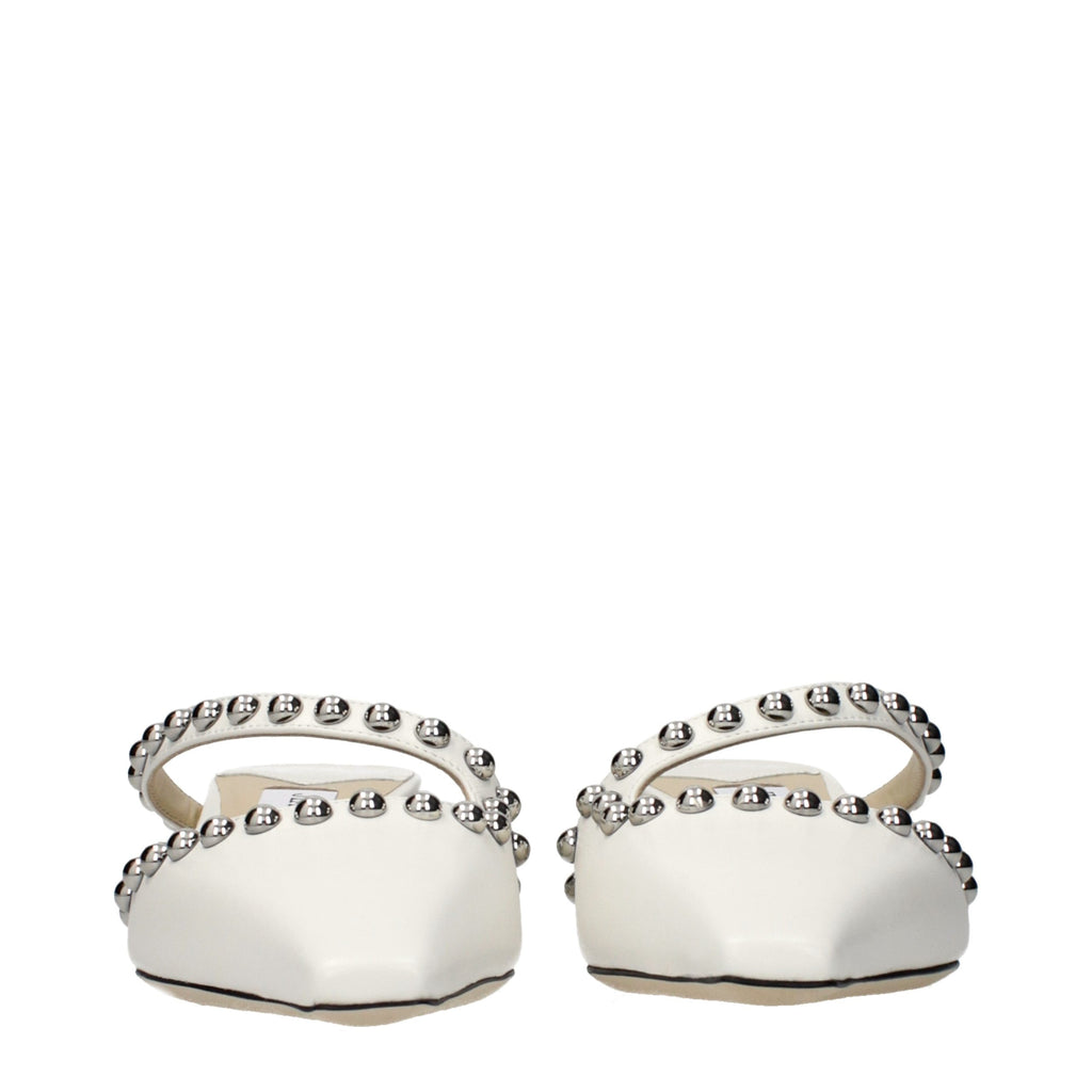 Jimmy Choo White Leather Flat Sandals