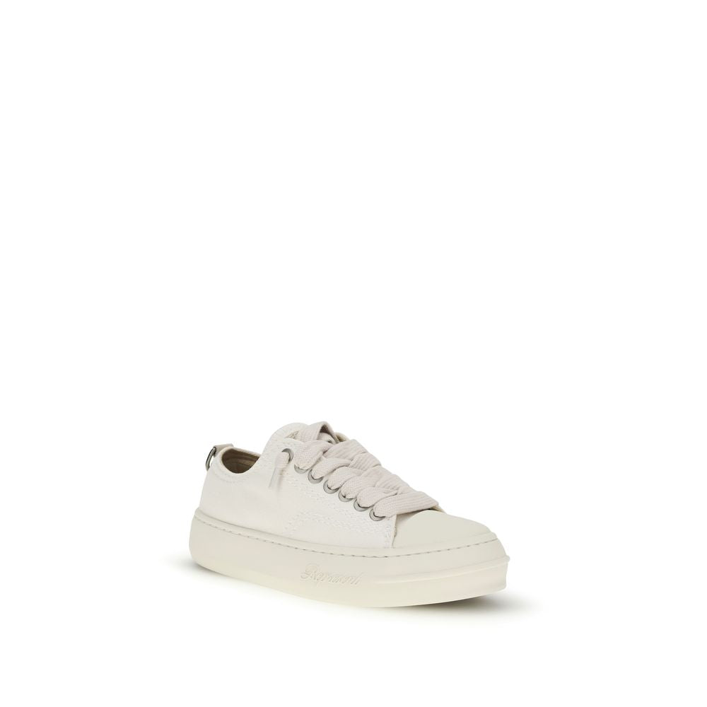 Represent White Cotton Low Top Sneakers