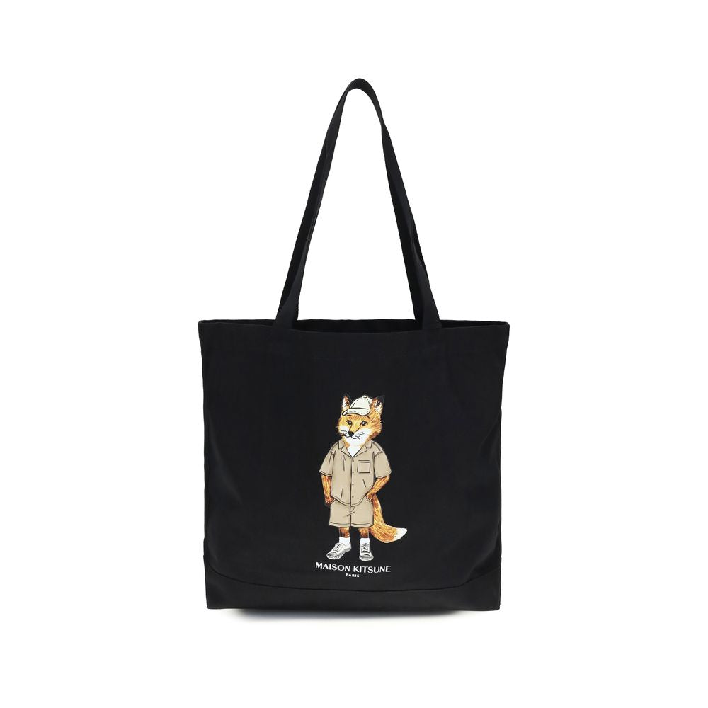 Maison Kitsuné Black Cotton Shoulder Bag
