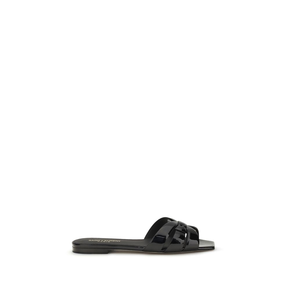 Saint Laurent Black Calf Leather Bos Taurus Sandals