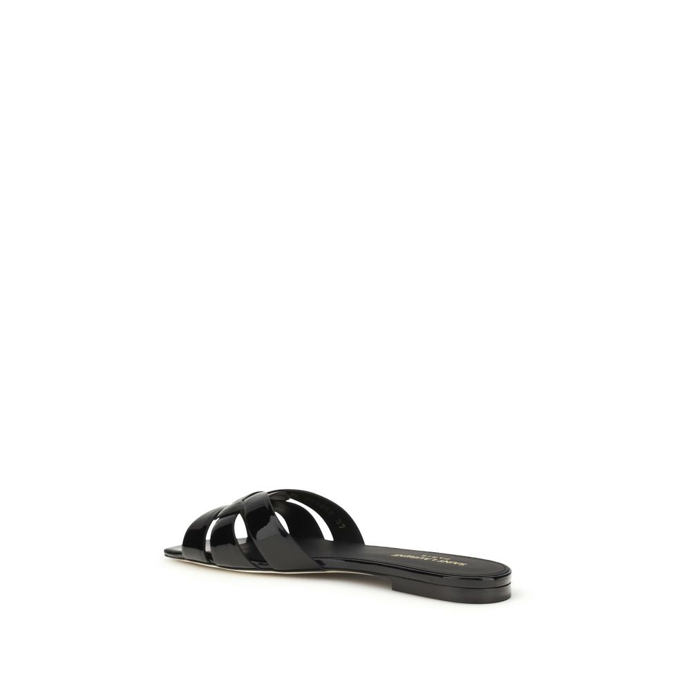 Saint Laurent Black Calf Leather Bos Taurus Sandals
