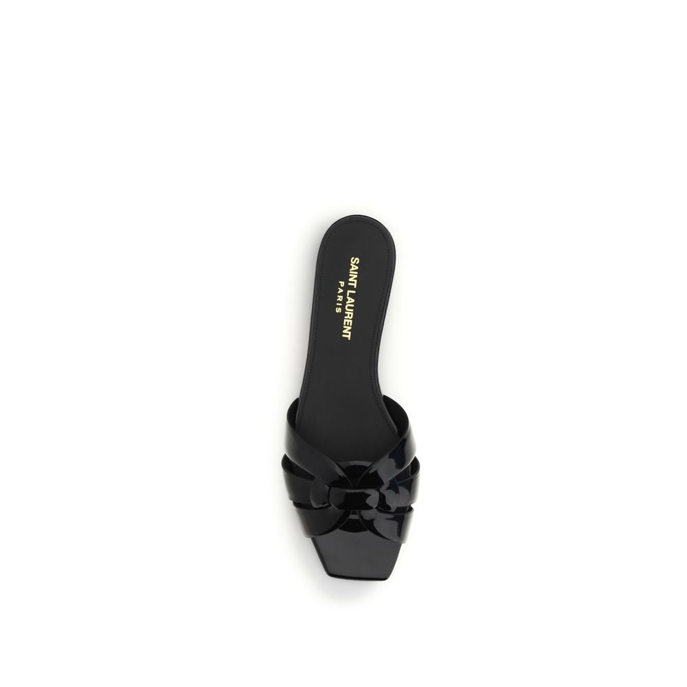 Saint Laurent Black Calf Leather Bos Taurus Sandals