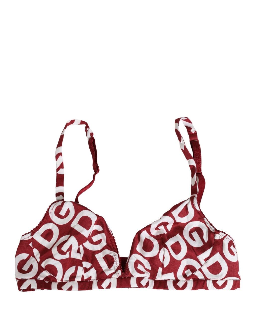 Soutien-gorge sans armature en coton à logo monogramme rouge Dolce & Gabbana