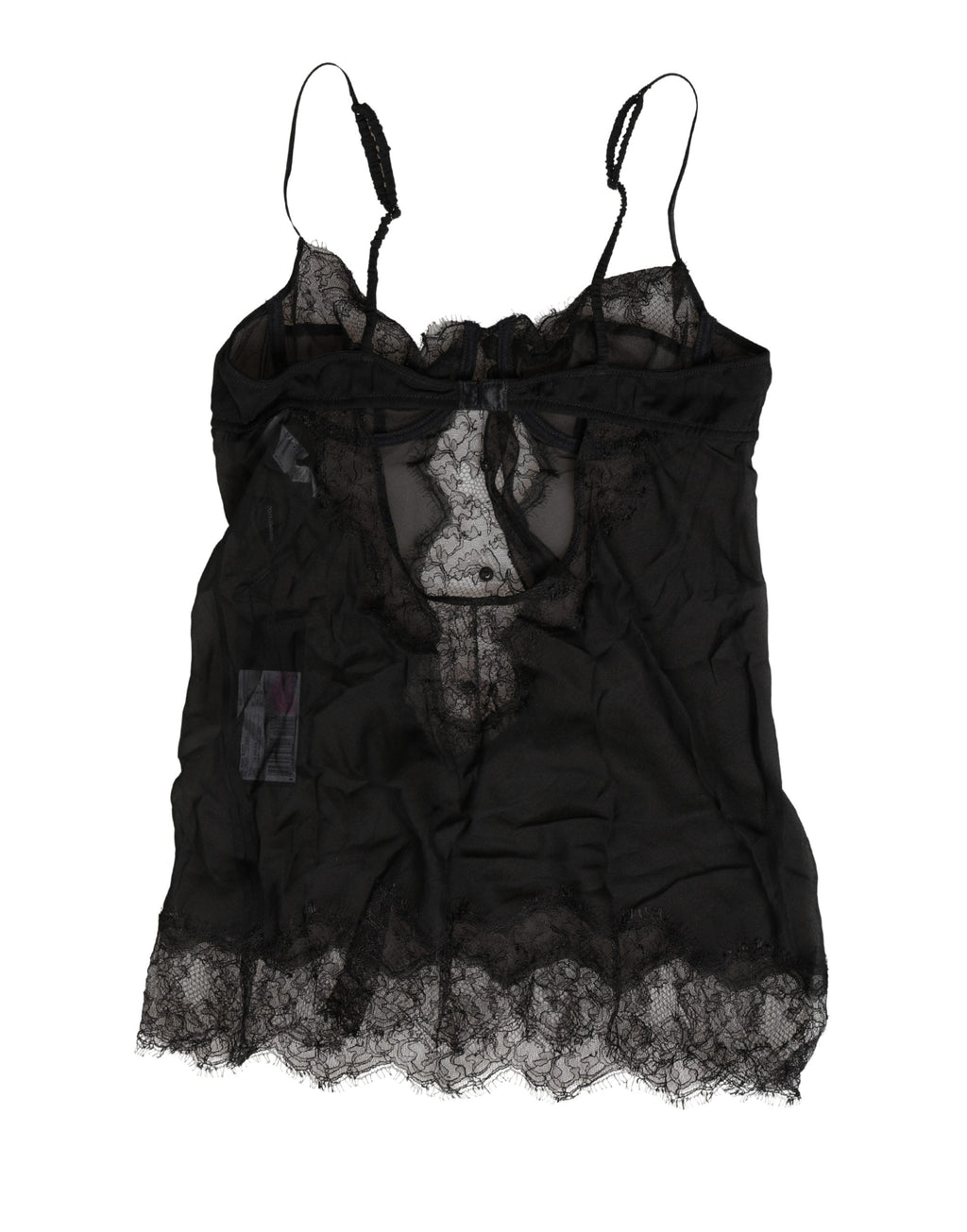 Dolce & Gabbana Chemise de lingerie en soie noire avec dentelle