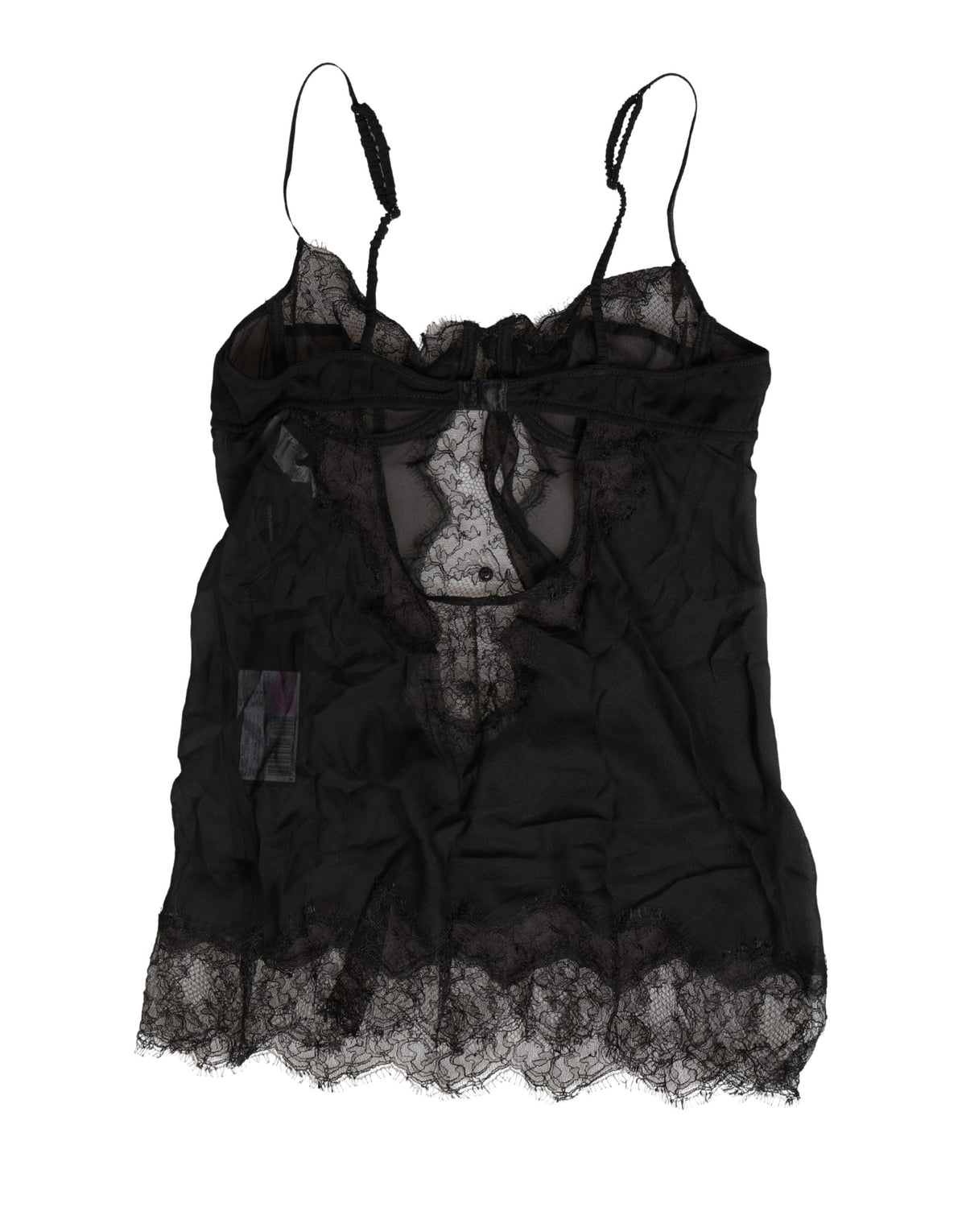 Dolce & Gabbana Chemise de lingerie en soie noire avec dentelle