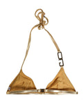 Dolce & Gabbana Gold-Tone Triangle Bikini Top DG Logo Swimwear