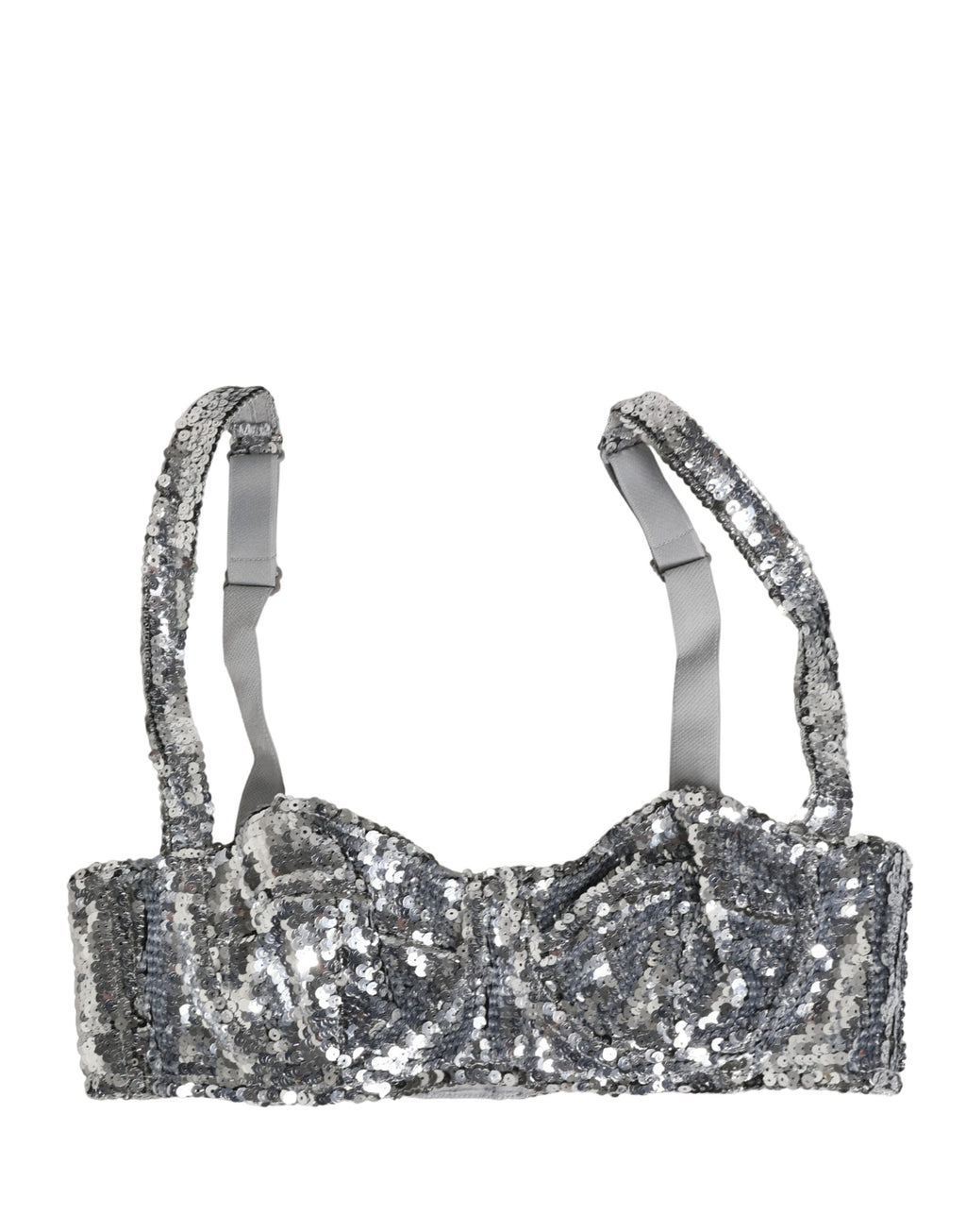 Soutien-gorge balconnet Dolce & Gabbana en nylon pailleté argenté