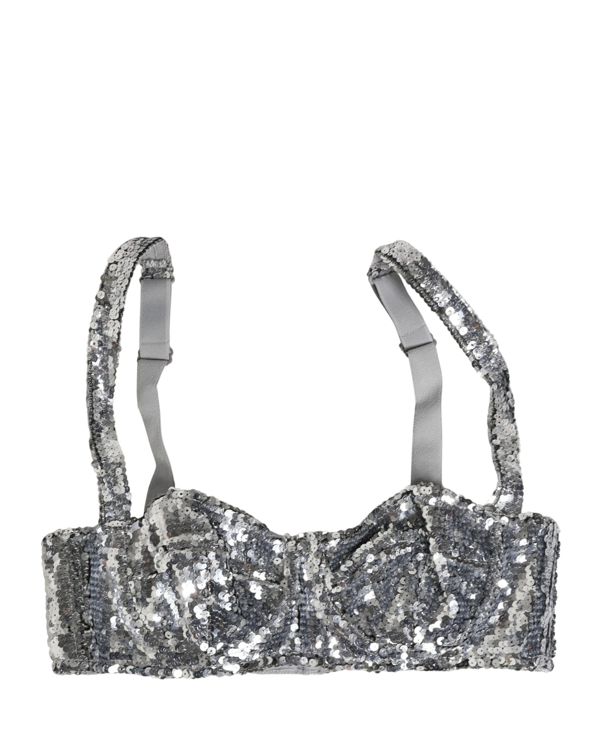 Soutien-gorge balconnet Dolce & Gabbana en nylon pailleté argenté