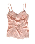 Dolce & Gabbana Débardeur Lingerie Nuit en Soie et Satin Dentelle Rose