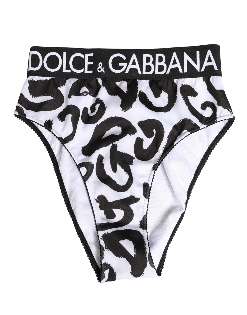 Sous-vêtements taille haute Dolce & Gabbana noirs et blancs à logo graphique