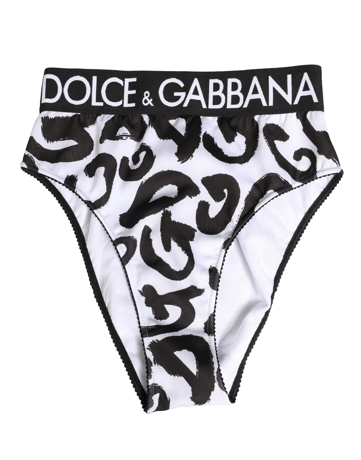 Sous-vêtements taille haute Dolce & Gabbana noirs et blancs à logo graphique