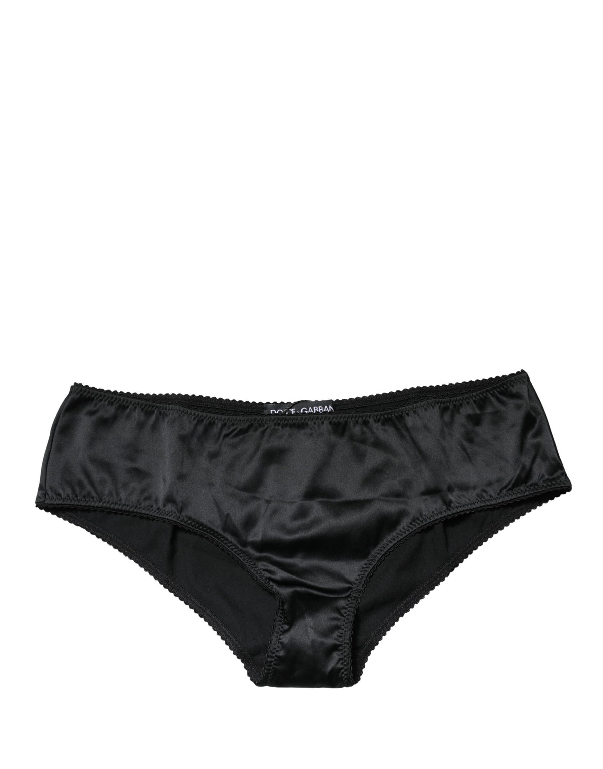Slip taille mi-haute Dolce & Gabbana en soie noire extensible