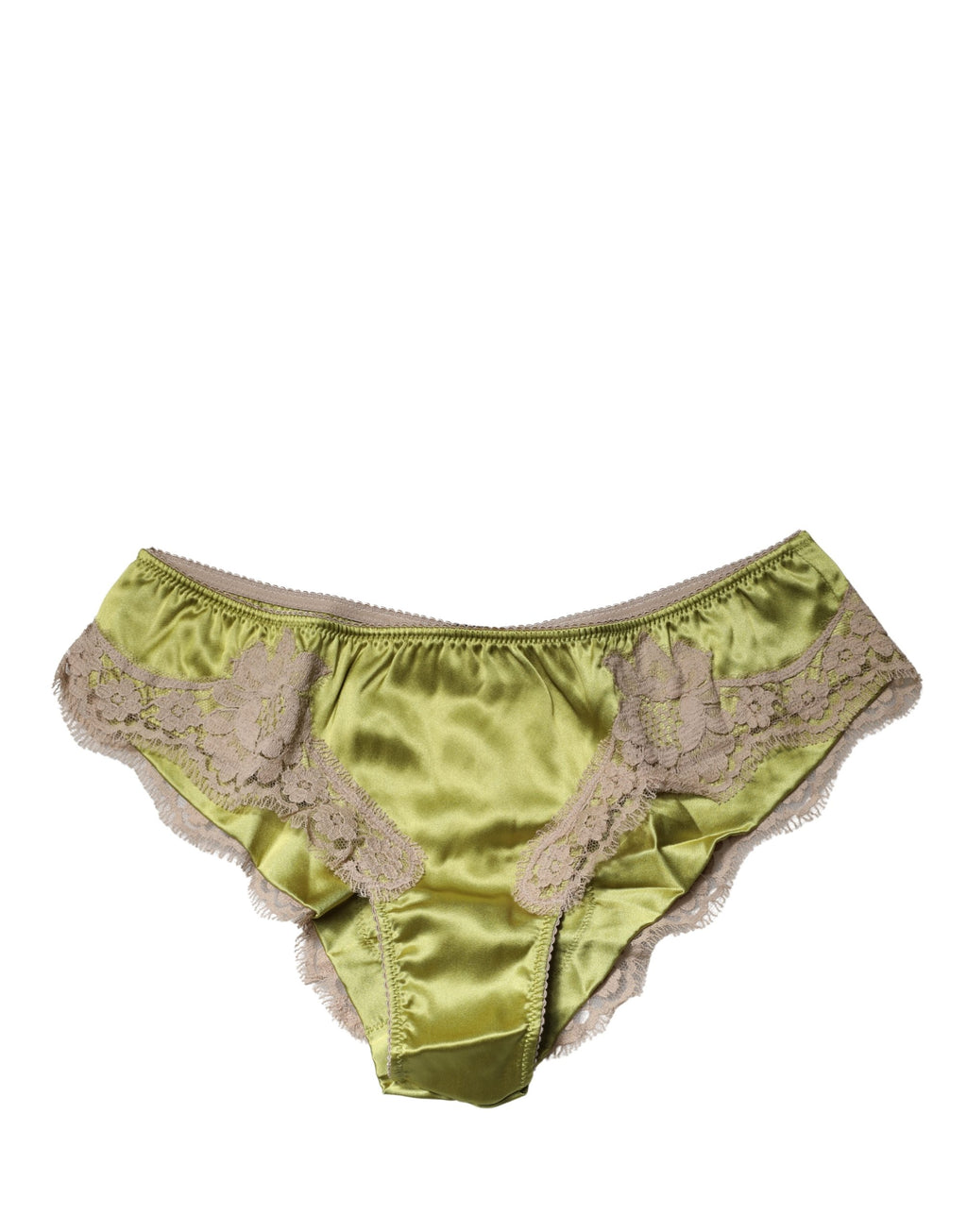 Culotte en satin de soie verte et dentelle florale Dolce & Gabbana