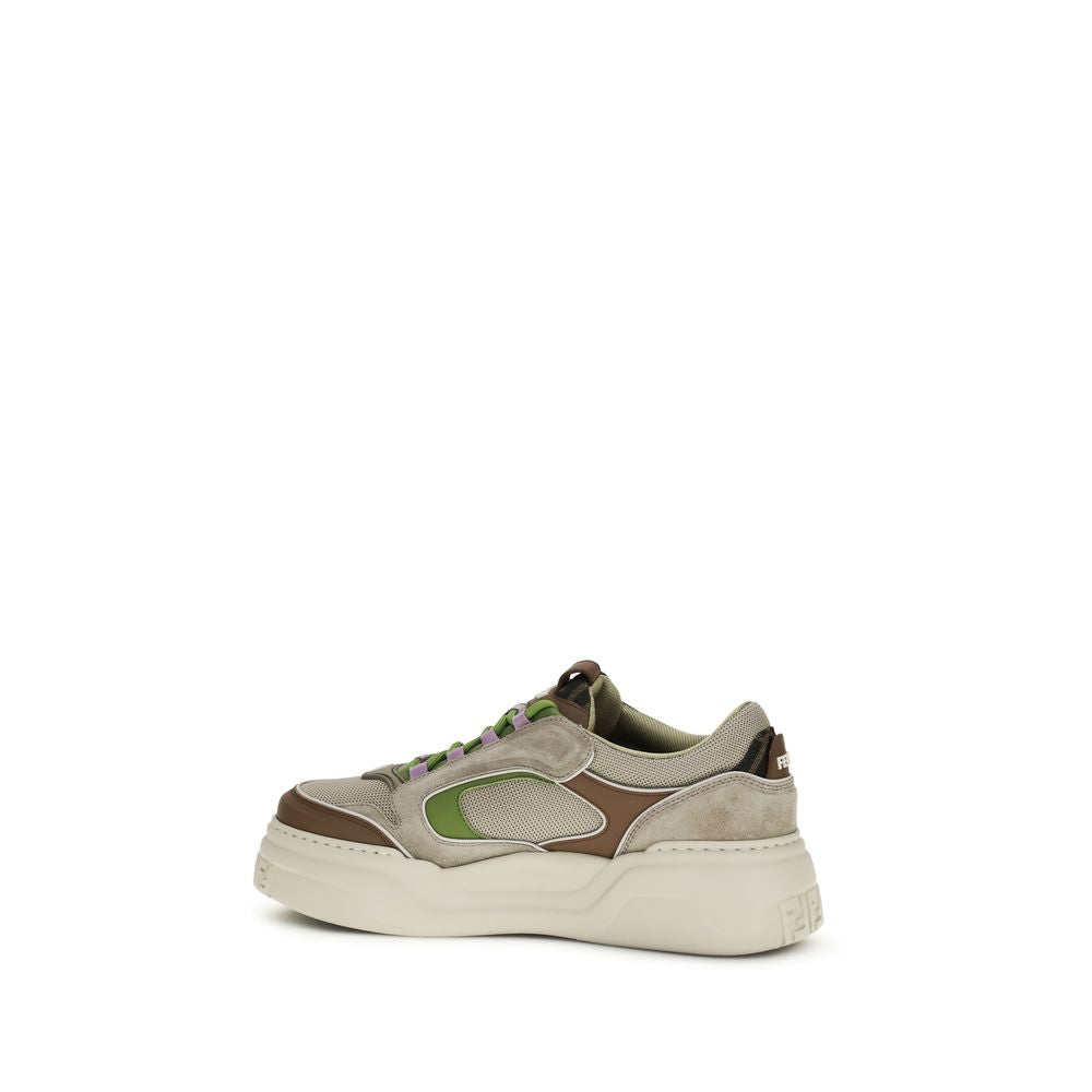 Fendi Brown Cotton Chunky Sneakers